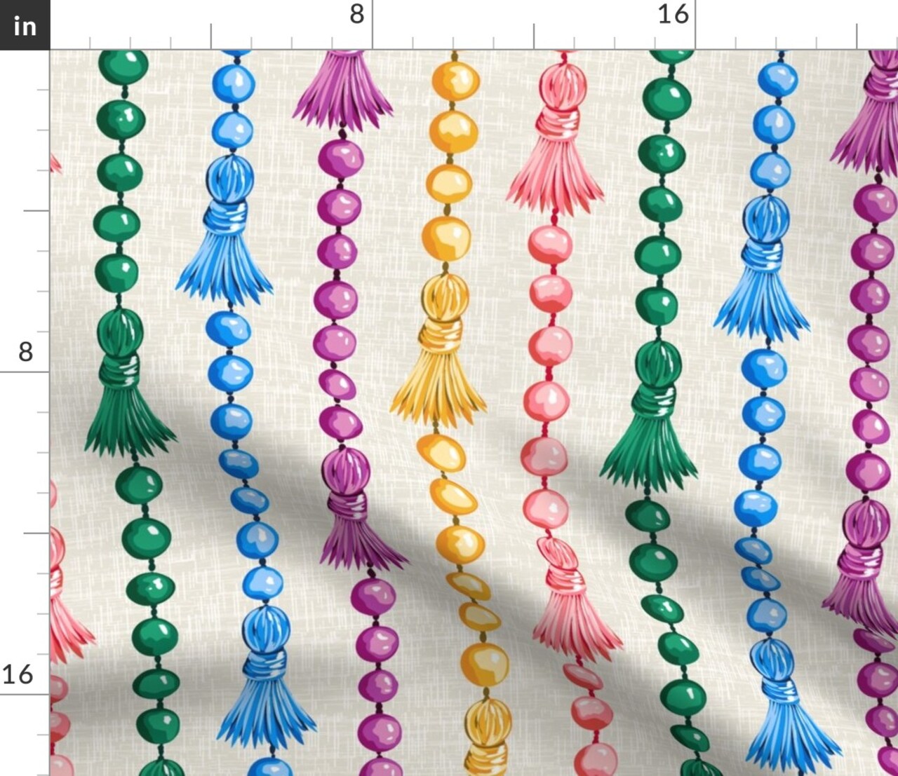 Mardi Gras Colorful Stripes Beads Painted Custom Printed Fabric by Spoonflower Various Fabrics by the Yard or Fat Quarter